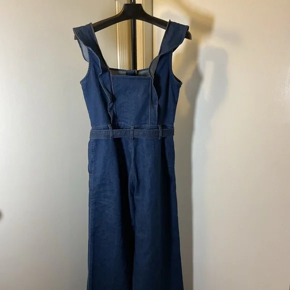 19. Tinseltown Blue Jumpsuit with Wide-Leg Palazzo Style Size Large - Picture 10 of 13